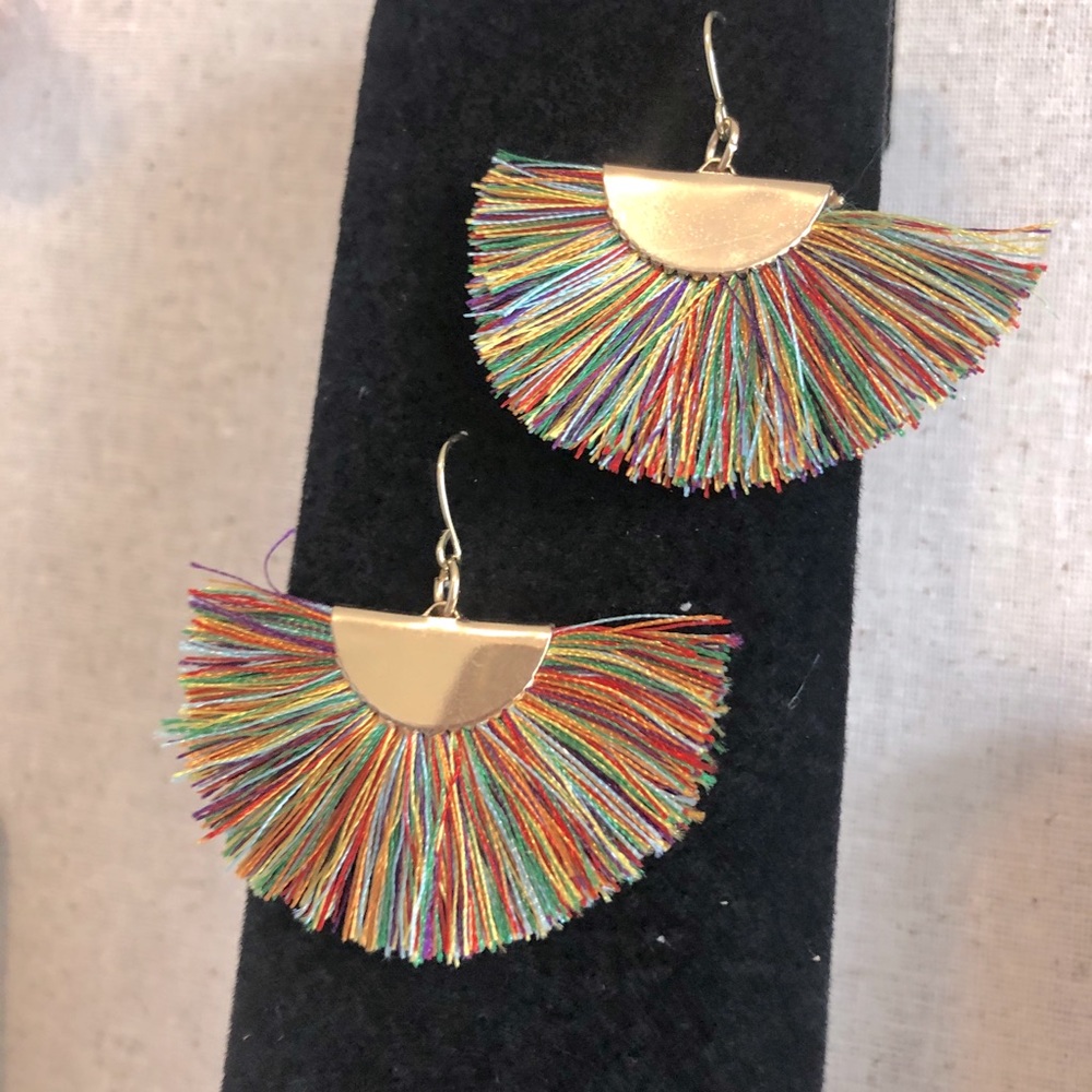Multicolor fringe earrings